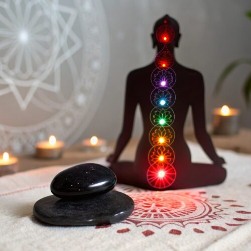 siyah doğal taş meditasyon